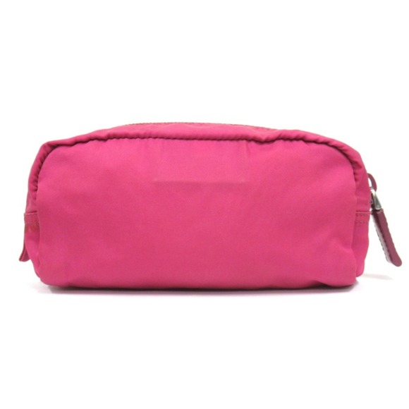 PRADA Prada nylon pouch bag with triangle logo and triangular plate, pink, fo...
